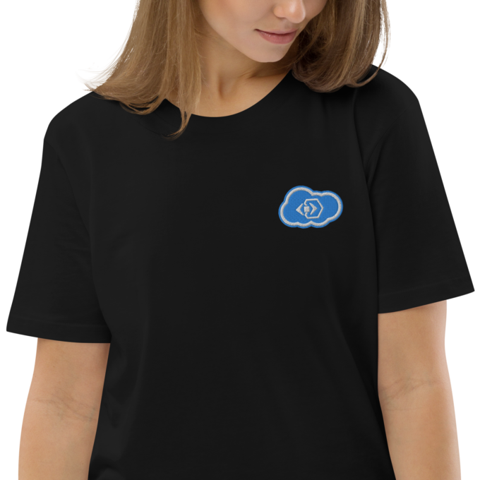 unisex organic cotton t shirt black zoomed in 2 66bb9d60cf0bb